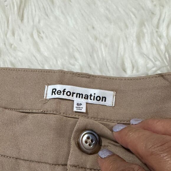 Reformation Mason Tan Wide Leg Pants Size 6P - Picture 9 of 11